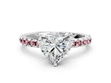 White gold Heart Cut Diamond Solitaire Ring with Round with Morganite side stone Pavé Band and Four-Prong Setting_12