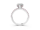 White gold Heart Cut Diamond Solitaire Ring with Round with Morganite side stone Pavé Band and Four-Prong Setting_15