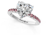 White gold Heart Cut Diamond Solitaire Ring with Round with Morganite side stone Pavé Band and Four-Prong Setting_25