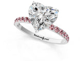 White gold Heart Cut Diamond Solitaire Ring with Round with Morganite side stone Pavé Band and Prong Setting_1