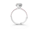 White gold Heart Cut Diamond Solitaire Ring with Round with Morganite side stone Pavé Band and Prong Setting_3