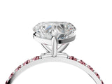 White gold Heart Cut Diamond Solitaire Ring with Round with Morganite side stone Pavé Band and Prong Setting_4