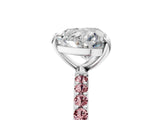 White gold Heart Cut Diamond Solitaire Ring with Round with Morganite side stone Pavé Band and Prong Setting_5