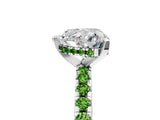 White gold Heart Cut Diamond Solitaire Ring with Round with Peridot side stone Pavé Band and Four-Prong Setting_17