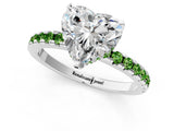White gold Heart Cut Diamond Solitaire Ring with Round with Peridot side stone Pavé Band and Four-Prong Setting_37