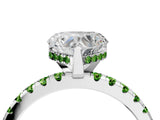 White gold Heart Cut Diamond Solitaire Ring with Round with Peridot side stone Pavé Band and Four-Prong Setting_4