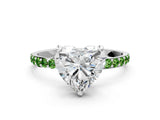 White gold Heart Cut Diamond Solitaire Ring with Round with Peridot side stone Pavé Band and Prong Setting_24