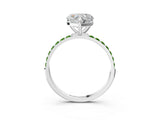 White gold Heart Cut Diamond Solitaire Ring with Round with Peridot side stone Pavé Band and Prong Setting_27