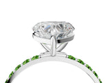White gold Heart Cut Diamond Solitaire Ring with Round with Peridot side stone Pavé Band and Prong Setting_40