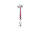White gold Heart Cut Diamond Solitaire Ring with Round with Pink Sapphire side stone Pavé Band and Four-Prong Setting_14