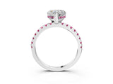 White gold Heart Cut Diamond Solitaire Ring with Round with Pink Sapphire side stone Pavé Band and Four-Prong Setting_39