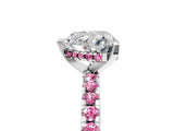 White gold Heart Cut Diamond Solitaire Ring with Round with Pink Sapphire side stone Pavé Band and Four-Prong Setting_5