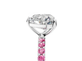 White gold Heart Cut Diamond Solitaire Ring with Round with Pink Sapphire side stone Pavé Band and Prong Setting_5