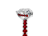 White gold Heart Cut Diamond Solitaire Ring with Round with Ruby side stone Pavé Band and Four-Prong Setting_17