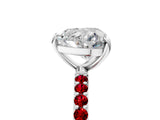 White gold Heart Cut Diamond Solitaire Ring with Round with Ruby side stone Pavé Band and Prong Setting_29