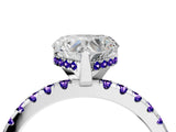 White gold Heart Cut Diamond Solitaire Ring with Round with Tanzanite side stone Pavé Band and Four-Prong Setting_10
