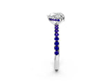White gold Heart Cut Diamond Solitaire Ring with Round with Tanzanite side stone Pavé Band and Four-Prong Setting_14