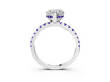 White gold Heart Cut Diamond Solitaire Ring with Round with Tanzanite side stone Pavé Band and Four-Prong Setting_15