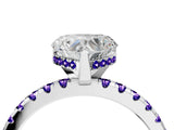 White gold Heart Cut Diamond Solitaire Ring with Round with Tanzanite side stone Pavé Band and Four-Prong Setting_16