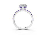 White gold Heart Cut Diamond Solitaire Ring with Round with Tanzanite side stone Pavé Band and Four-Prong Setting_45