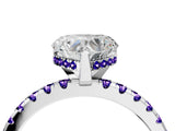 White gold Heart Cut Diamond Solitaire Ring with Round with Tanzanite side stone Pavé Band and Four-Prong Setting_46