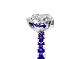 White gold Heart Cut Diamond Solitaire Ring with Round with Tanzanite side stone Pavé Band and Four-Prong Setting_5