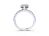 White gold Heart Cut Diamond Solitaire Ring with Round with Tanzanite side stone Pavé Band and Four-Prong Setting_9
