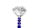 White gold Heart Cut Diamond Solitaire Ring with Round with Tanzanite side stone Pavé Band and Prong Setting_17