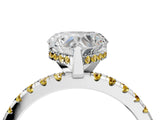 White gold Heart Cut Diamond Solitaire Ring with Round with Yellow Sapphire side stone Pavé Band and Four-Prong Setting_16