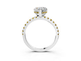 White gold Heart Cut Diamond Solitaire Ring with Round with Yellow Sapphire side stone Pavé Band and Four-Prong Setting_3
