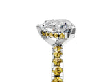 White gold Heart Cut Diamond Solitaire Ring with Round with Yellow Sapphire side stone Pavé Band and Four-Prong Setting_5
