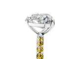 White gold Heart Cut Diamond Solitaire Ring with Round with Yellow Sapphire side stone Pavé Band and Prong Setting_29