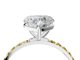 White gold Heart Cut Diamond Solitaire Ring with Round with Yellow Sapphire side stone Pavé Band and Prong Setting_36
