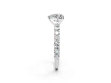 White gold Heart Cut Diamond Solitaire Ring with Shared Prong Pavé Band and Four-Prong Setting_126