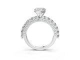 White gold Heart Cut Diamond Solitaire Ring with Shared Prong Pavé Band and Four-Prong Setting_127
