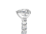 White gold Heart Cut Diamond Solitaire Ring with Shared Prong Pavé Band and Four-Prong Setting_129