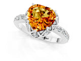 White gold Heart Cut Diamond Solitaire Ring with Shared Prong Pavé Band_1