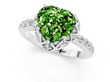 White gold Heart Cut Diamond Solitaire Ring with Shared Prong Pavé Band_1