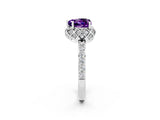 White gold Heart Cut Diamond Solitaire Ring with Shared Prong Pavé Band_2