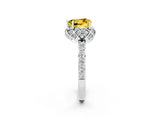 White gold Heart Cut Diamond Solitaire Ring with Shared Prong Pavé Band_2