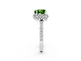 White gold Heart Cut Diamond Solitaire Ring with Shared Prong Pavé Band_2