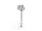 White gold Heart Cut Diamond Solitaire Ring with Shared Prong Pavé Band_2