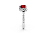 White gold Heart Cut Diamond Solitaire Ring with Shared Prong Pavé Band_2