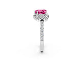 White gold Heart Cut Diamond Solitaire Ring with Shared Prong Pavé Band_2