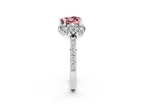 White gold Heart Cut Diamond Solitaire Ring with Shared Prong Pavé Band_2