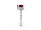 White gold Heart Cut Diamond Solitaire Ring with Shared Prong Pavé Band_2