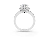 White gold Heart Cut Diamond Solitaire Ring with Shared Prong Pavé Band_3