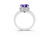 White gold Heart Cut Diamond Solitaire Ring with Shared Prong Pavé Band_3