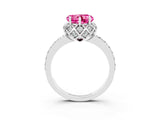 White gold Heart Cut Diamond Solitaire Ring with Shared Prong Pavé Band_3