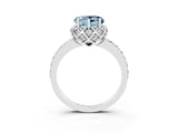White gold Heart Cut Diamond Solitaire Ring with Shared Prong Pavé Band_3